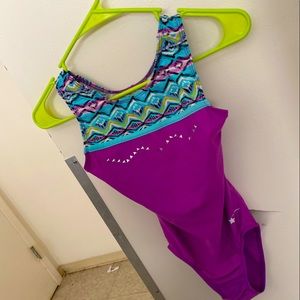 One piece bathing suit purple